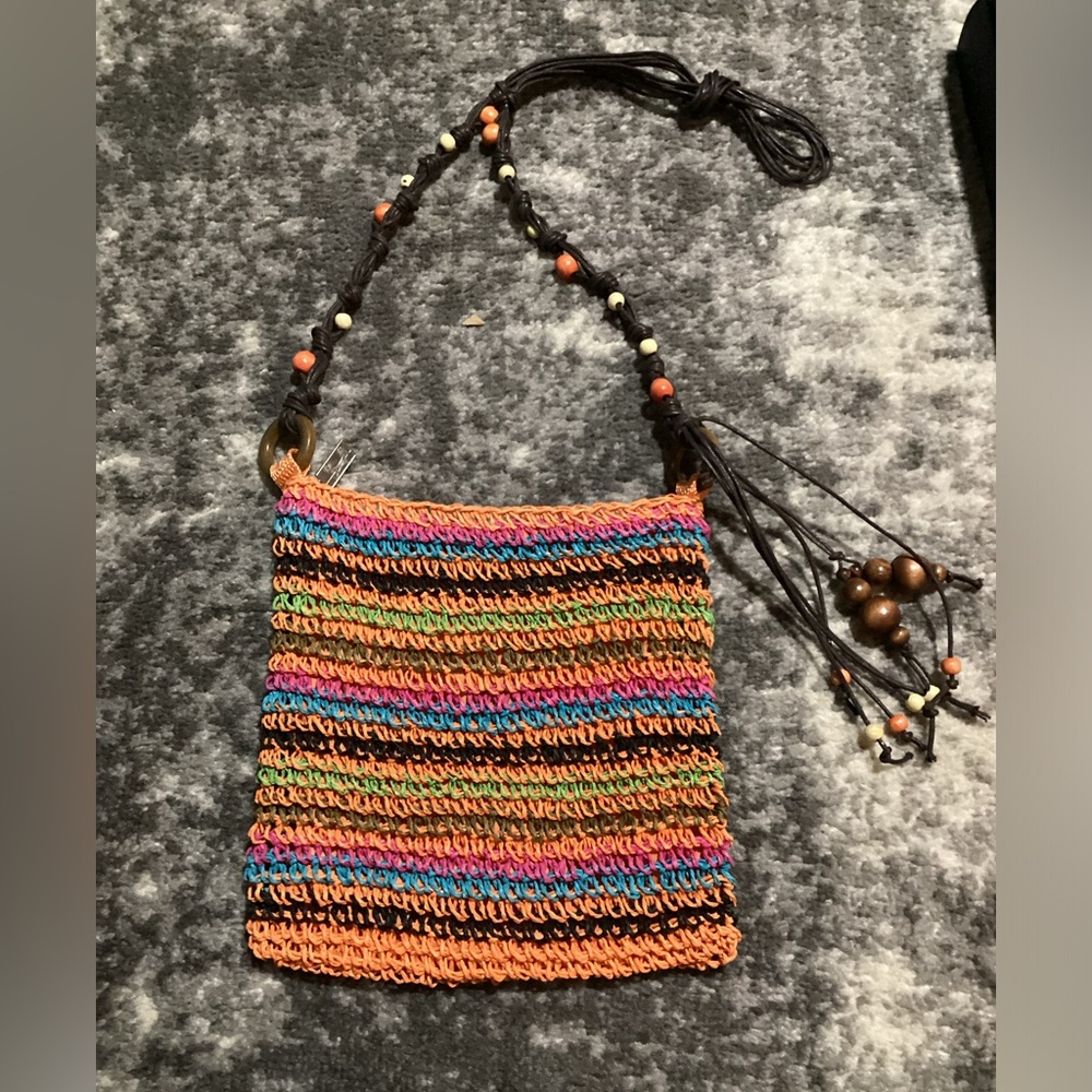 Sun ‘N Sand Macrame & Beaded Crossbody Purse Bag NWOT